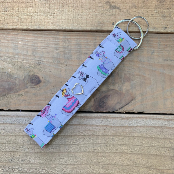 Handmade Wristlet Keychain - Llama Parade