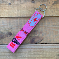 Handmade Wristlet Keychain - RN Pink