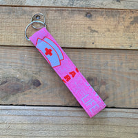 Handmade Wristlet Keychain - RN Pink