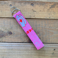 Handmade Wristlet Keychain - RN Pink