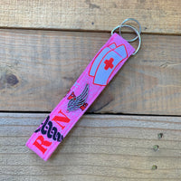Handmade Wristlet Keychain - RN Pink
