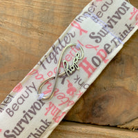 Handmade Wristlet Keychain - Breast Cancer Ribbon