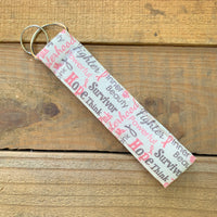 Handmade Wristlet Keychain - Breast Cancer Ribbon