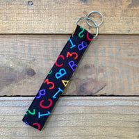 Handmade Wristlet Keychain - ABC, Easy as 123