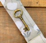 Handmade Wristlet Keychain - Beige Cotton