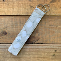 Handmade Wristlet Keychain - Beige Cotton