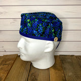 Handmade Buttoned Scrub Caps - Bluebonnets