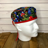 Handmade Buttoned Scrub Caps - Wild Flowers