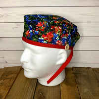 Handmade Buttoned Scrub Caps - Wild Flowers