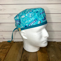 Handmade Buttoned Scrub Caps - Turquoise Medical Heros
