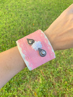 Handmade Boho Cuff - Silver Leaves