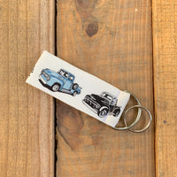 Handmade Key Fob - Retro Truck White
