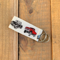 Handmade Key Fob - Retro Truck White