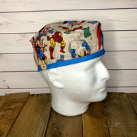 Handmade Buttoned Scrub Caps - Marvel Comic Tan