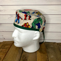 Handmade Buttoned Scrub Caps - Marvel Comic Tan