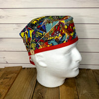 Handmade Buttoned Scrub Caps - Marvel Comic Book