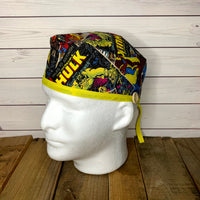 Handmade Buttoned Scrub Caps - Marvel Comic Book