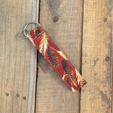 Handmade Wristlet Keychain - Feather Me Red