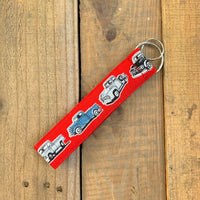 Handmade Wristlet Keychain - Retro Truck Red