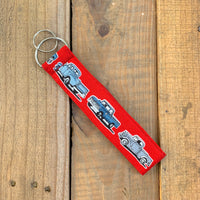 Handmade Wristlet Keychain - Retro Truck Red