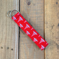 Handmade Wristlet Keychain - RN Red