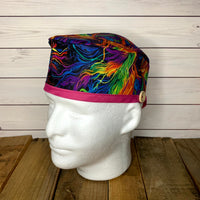 Handmade Buttoned Scrub Caps - Neon Flames