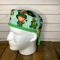 Handmade Buttoned Scrub Caps - Leprechaun St Patrick's Day