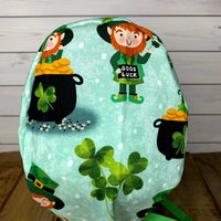 Handmade Buttoned Scrub Caps - Leprechaun St Patrick's Day