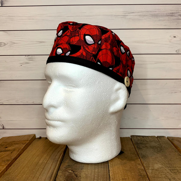 Handmade Buttoned Scrub Caps - Spiderman #2