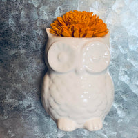 Small Owl Magnet with Wood Flower