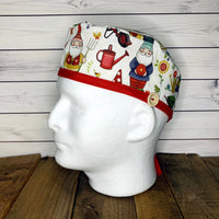 Handmade Buttoned Scrub Caps - Garden Gnomes