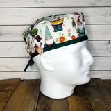 Handmade Buttoned Scrub Caps - Garden Gnomes