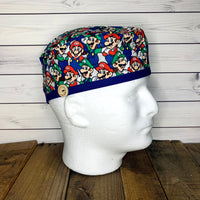 Handmade Buttoned Scrub Caps - Mario & Luigi Gamer