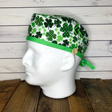 Handmade Buttoned Scrub Caps - Shamrock St Patrick's Day