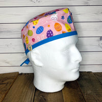 Handmade Buttoned Scrub Caps - Easter Bunny & Eggs