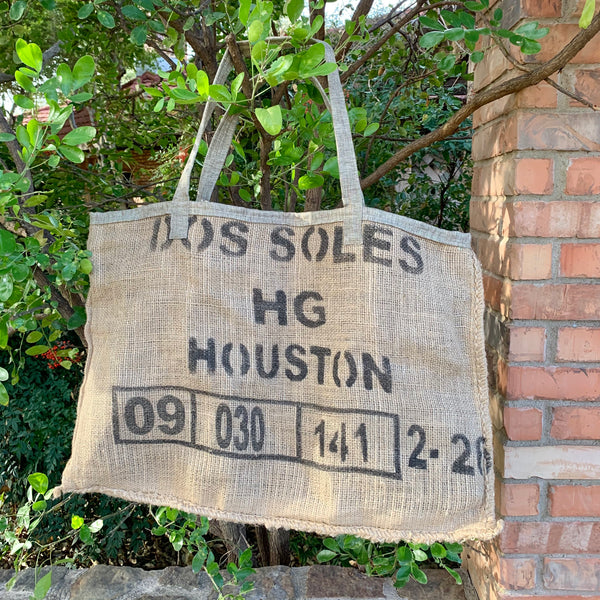 Up-cycled Vintage Burlap Tote - Houston