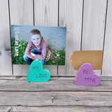 Conversation Heart Wood Block/Photo Holder/Placecard Holder