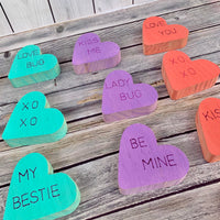 Conversation Heart Wood Block/Photo Holder/Placecard Holder