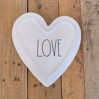 Rae Dunn Love Heart Ceramic Container with Wood Flower - Mulitple Options Available