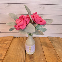 Three Wood Flowers in Lace Vase - Multiple Options Available