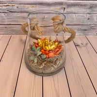Yellow/Orange Succulent in Glass Vase