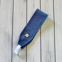Handmade Buttoned Headbands - Shimmer Blue