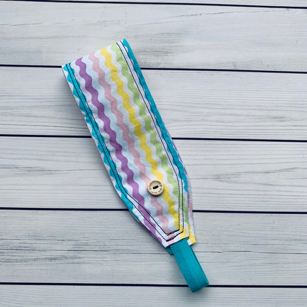Handmade Buttoned Headbands - Pastel Waves