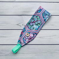 Handmade Buttoned Headbands - Hexagon Succulents