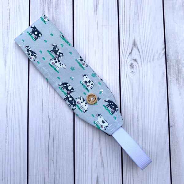 Handmade Buttoned Headbands - Cow Print