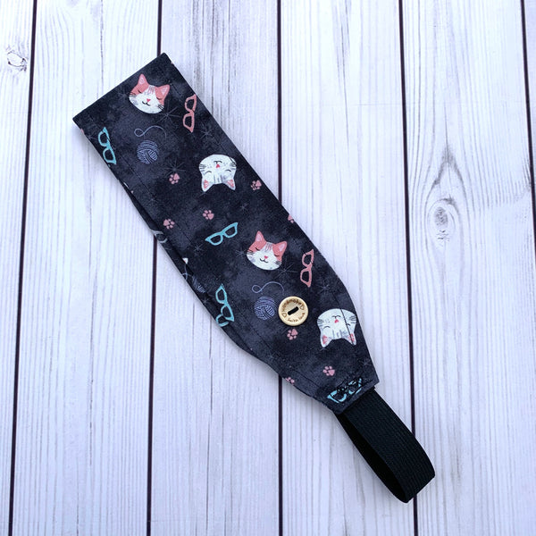 Handmade Buttoned Headbands - Cool Cats