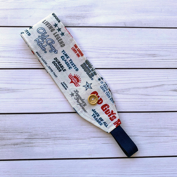 Handmade Buttoned Headbands - Old Guys Rule