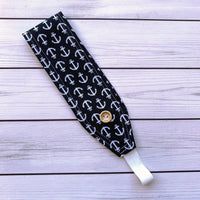 Handmade Buttoned Headbands - Navy Sailor
