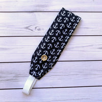 Handmade Buttoned Headbands - Navy Sailor