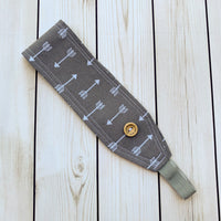 Handmade Buttoned Headbands - Gray Arrows
